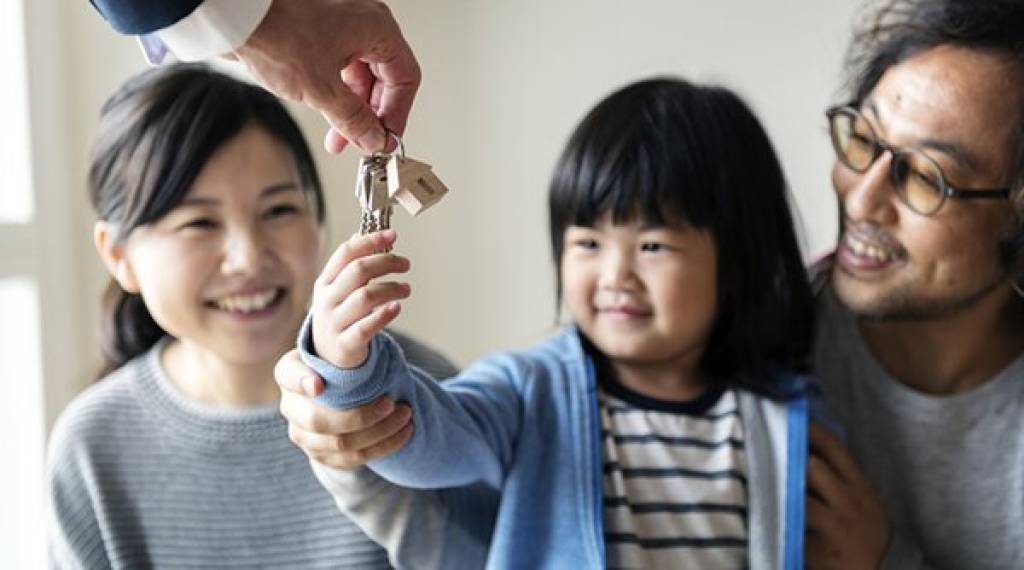 Happy family buy new house
