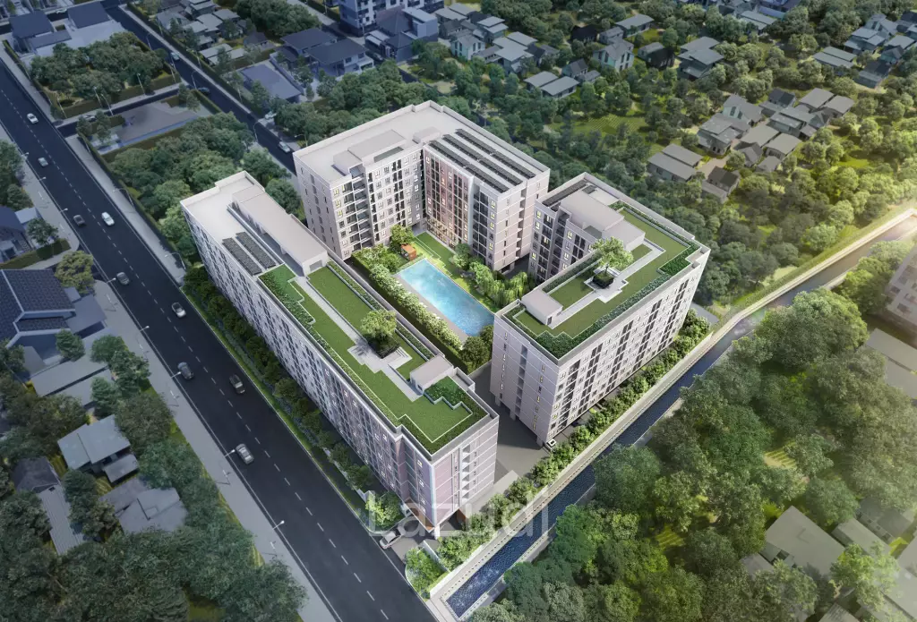 คอนโด 1 ห้องนอน 27.2 ตร.ม. ทำเลบางจาก พระโขนง ชั้น 2 ใกล้สวนและสระว่ายน้ำ