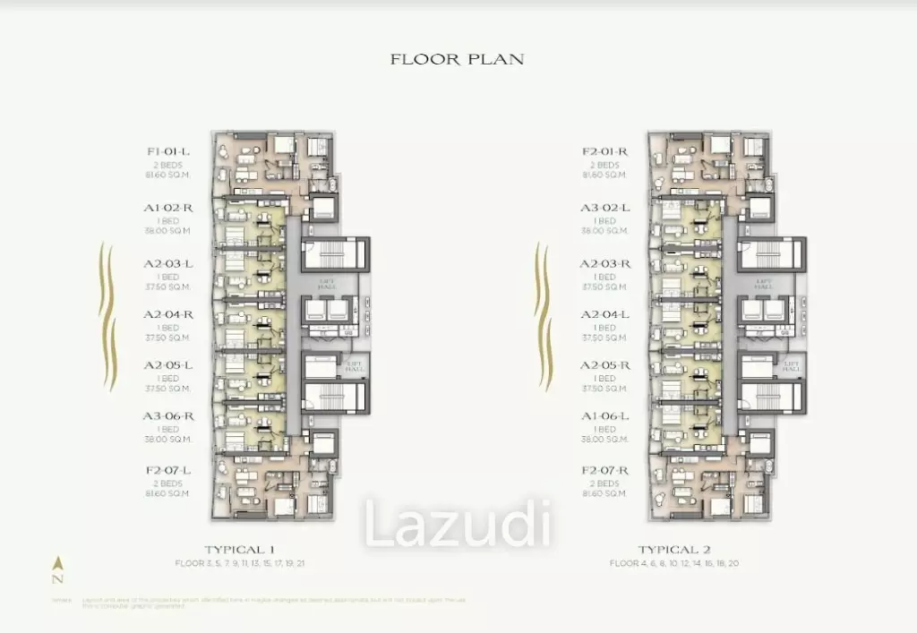 2 Bed 2 Bath 82.6 SQ.M. Arom Wongamat