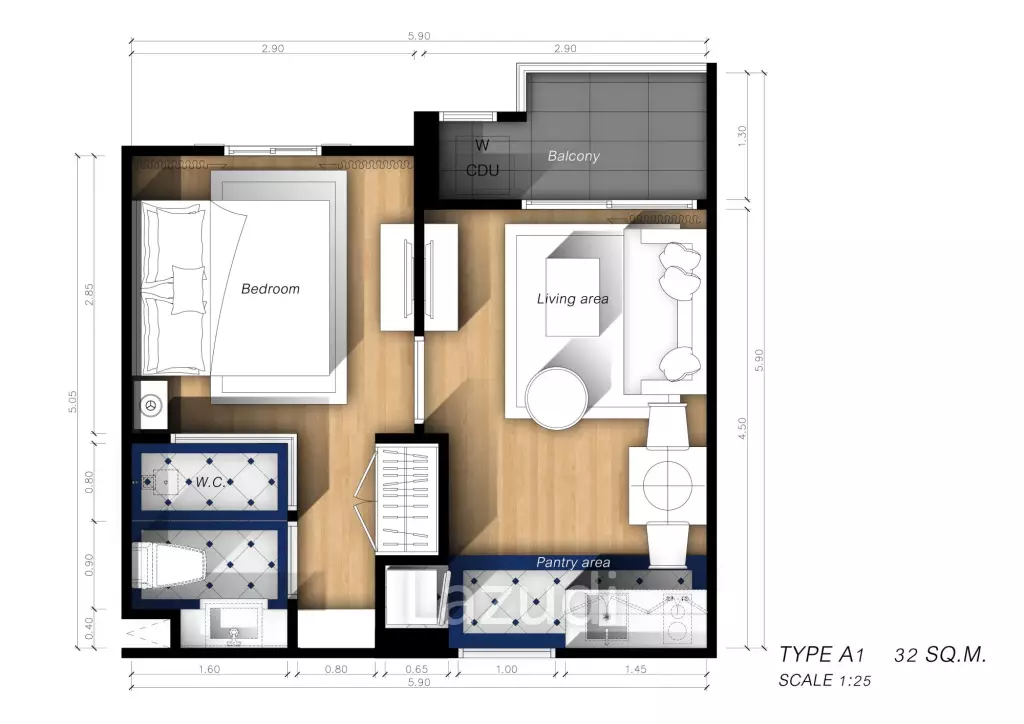 1 Bed 1 Bath 32.29 SQ.M Seven Seas - Cote D'Azur