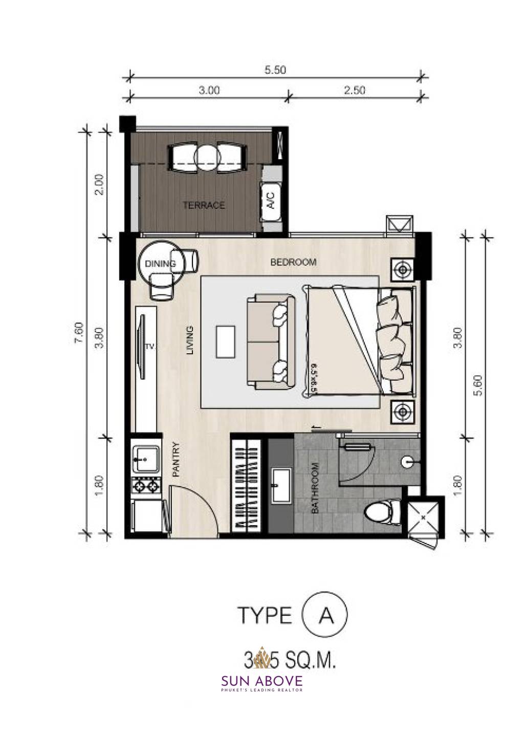 Studio 1 Bath 37.15 SQ.M. Sea Heaven Phuket Naithon Residential Management By Wyndham Garden Phase 2.1