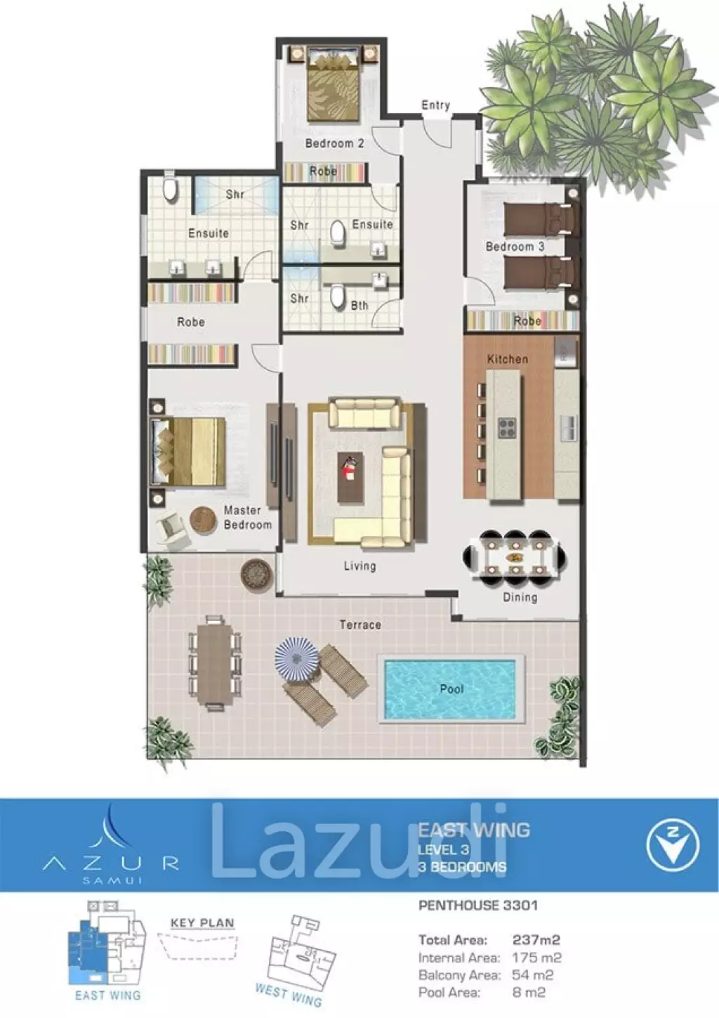 Penthouse 3 Bed Duplex 279 SQ.M with Sea View in Mae Nam
