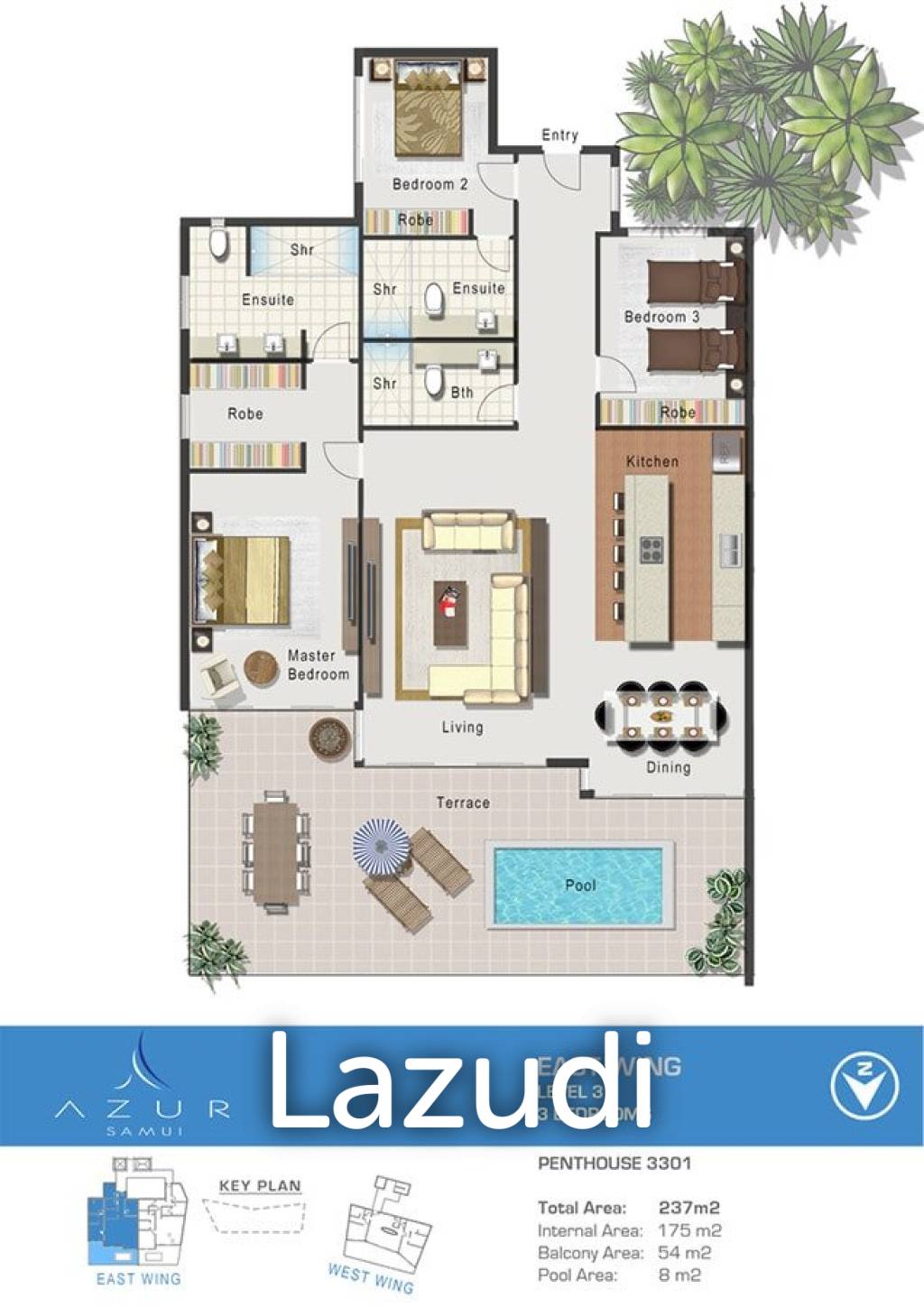 Penthouse 3 Bed Duplex 279 SQ.M with Sea View in Mae Nam