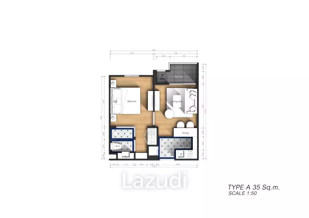 1 Bed 1 Bath 35.59 SQ.M Seven Seas - Cote D'Azur