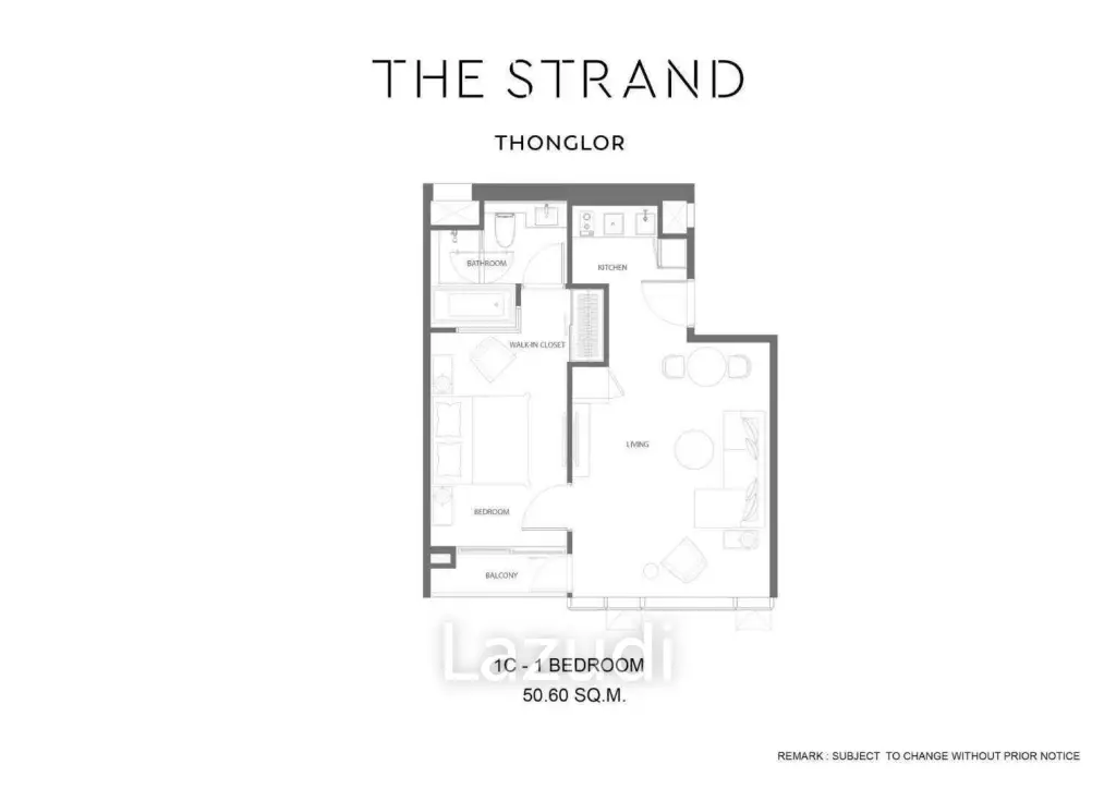 1 Bed 1 Bath 50.73 SQ.M. The Strand Thonglor