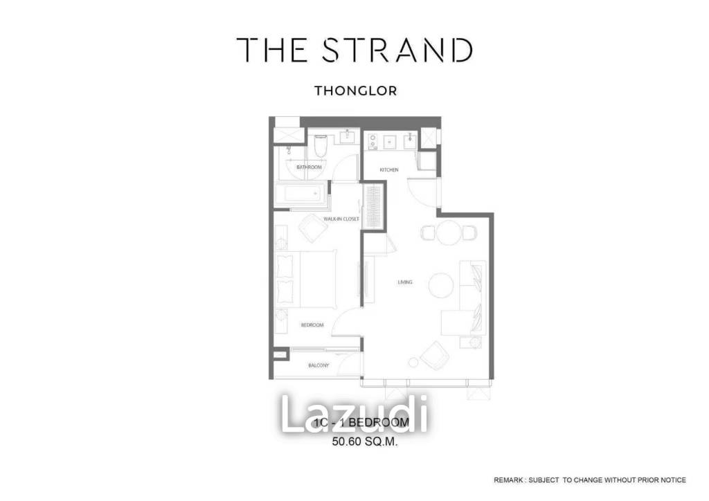 1 Bed 1 Bath 50.73 SQ.M. The Strand Thonglor