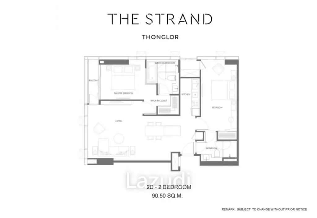 2 Bed 2 Bath 90.76 SQ.M. The Strand Thonglor