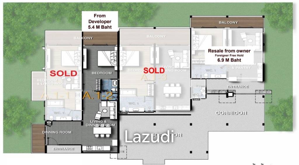 1 Bed 1 Bath 89.19 SQ.M. The Bay Condominium