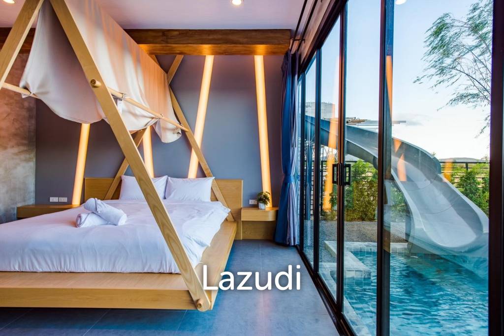 Modern Pool Villa with Outdoor Slide in Leleaf Sea Beach Pak Nam Pran