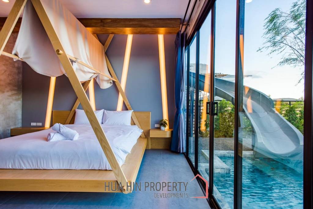 Modern Pool Villa with Outdoor Slide in Leleaf Sea Beach Pak Nam Pran