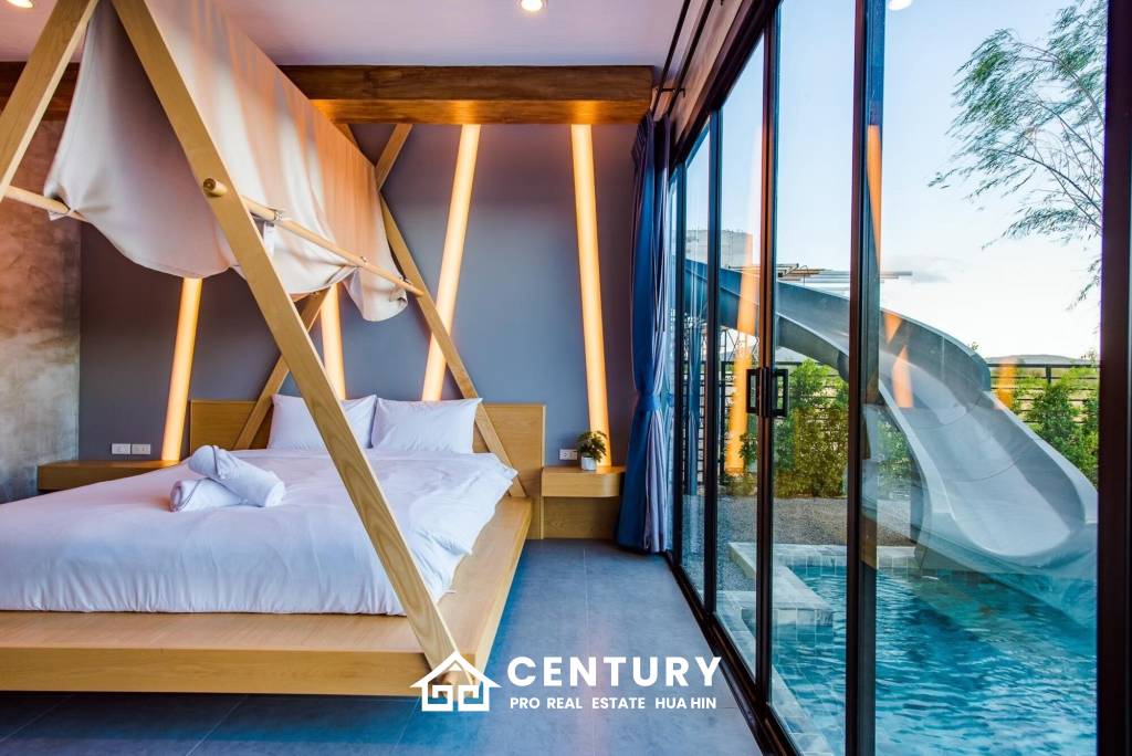 Modern Pool Villa with Outdoor Slide in Leleaf Sea Beach Pak Nam Pran