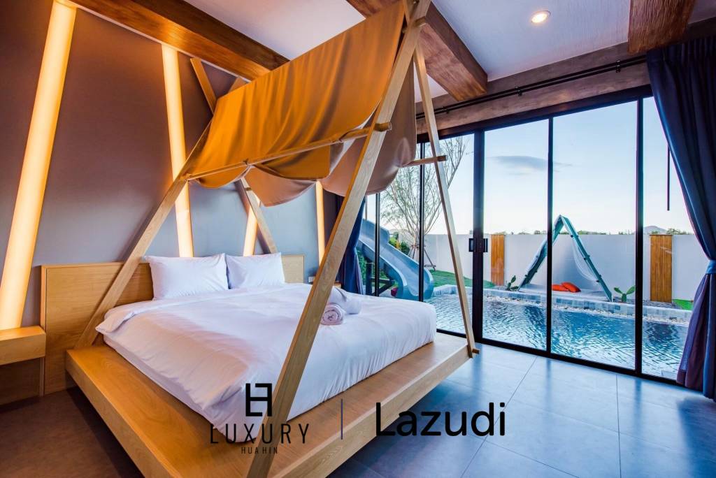 Modern Pool Villa with Outdoor Slide in Leleaf Sea Beach Pak Nam Pran