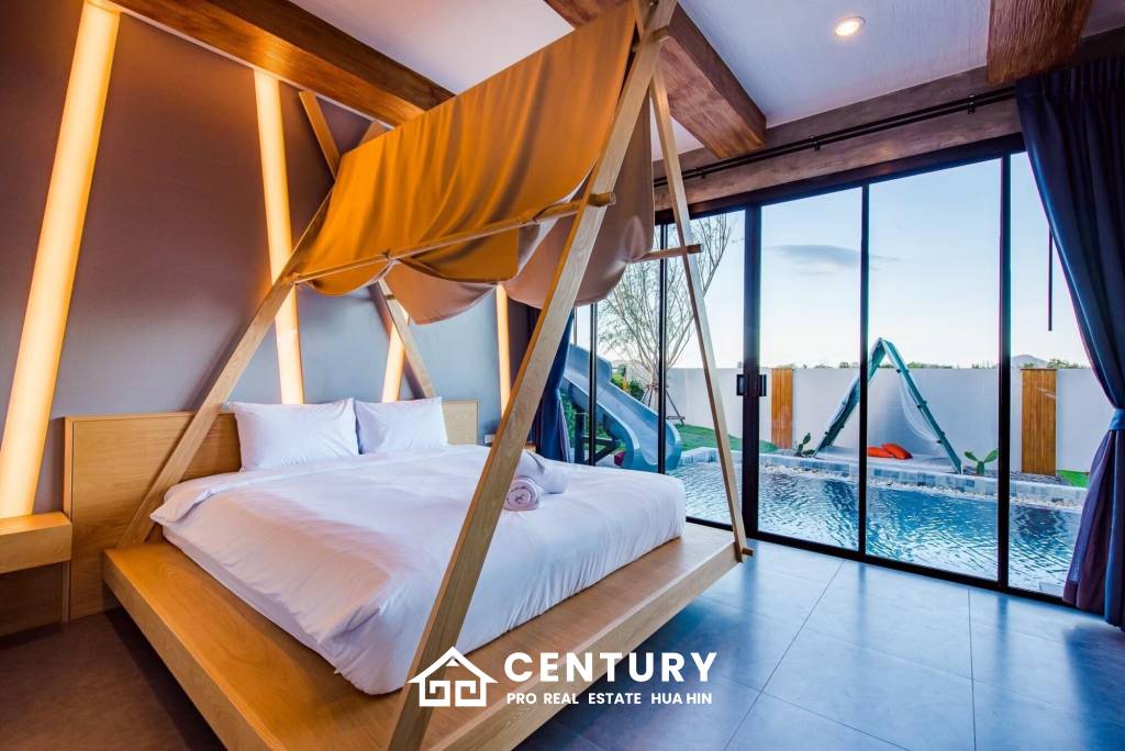 Modern Pool Villa with Outdoor Slide in Leleaf Sea Beach Pak Nam Pran