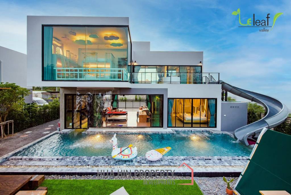 Modern Pool Villa with Outdoor Slide in Leleaf Sea Beach Pak Nam Pran