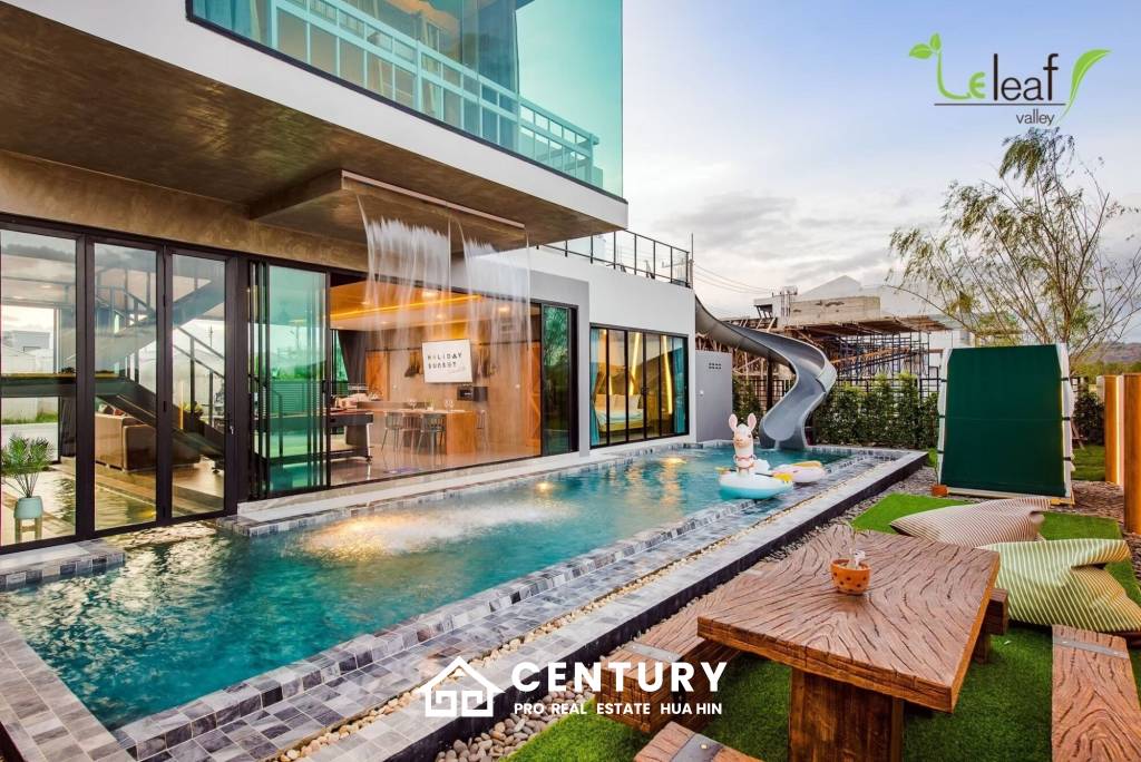 Modern Pool Villa with Outdoor Slide in Leleaf Sea Beach Pak Nam Pran