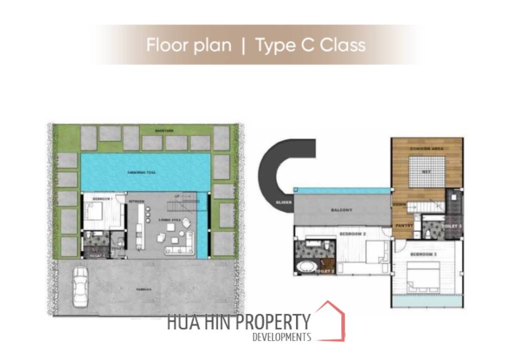 Modern Pool Villa with Outdoor Slide in Leleaf Sea Beach Pak Nam Pran