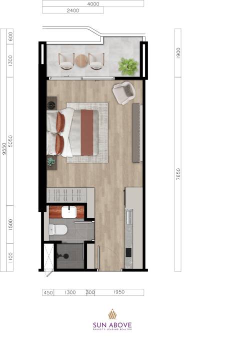 Studio 1 Bath 41.75 SQ.M Layan Green Park 2