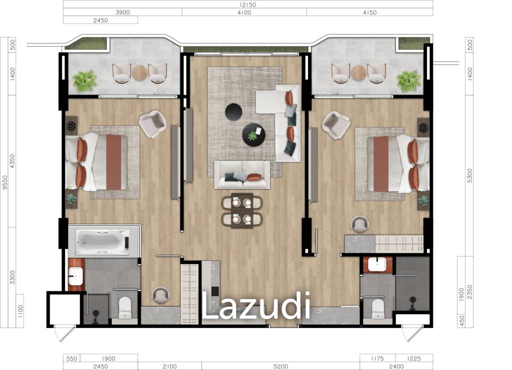 2 Bed 2 Bath 106.8 SQ.M. Layan Green Park 2