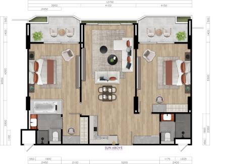 2 Bed 2 Bath 106.8 SQ.M. Layan Green Park 2