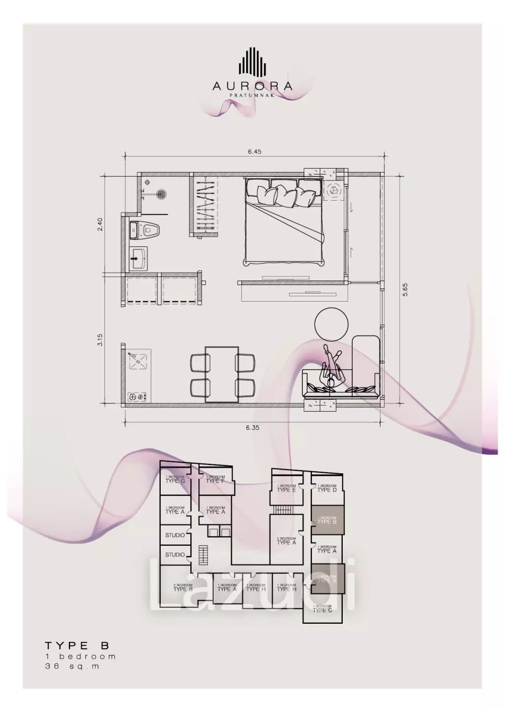 1 Bed 1 Bath 34.78 SQ.M Aurora Pratumnak