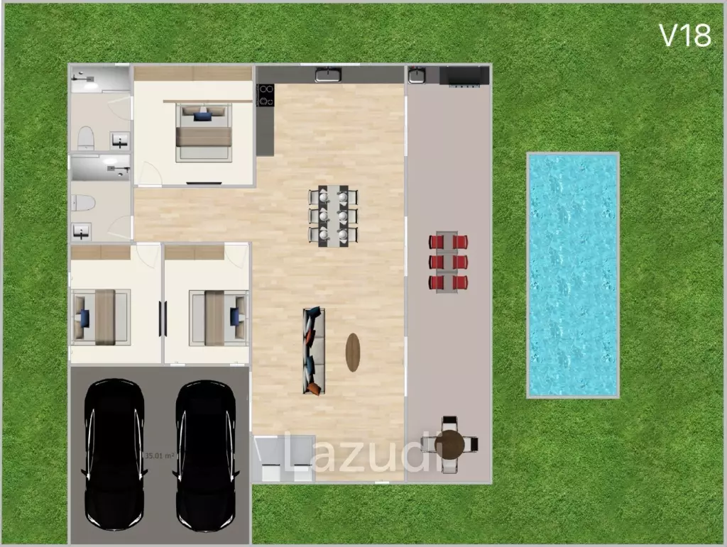 3 Bed 2 Bath 220.75 SQ.M. Pavilion Ville