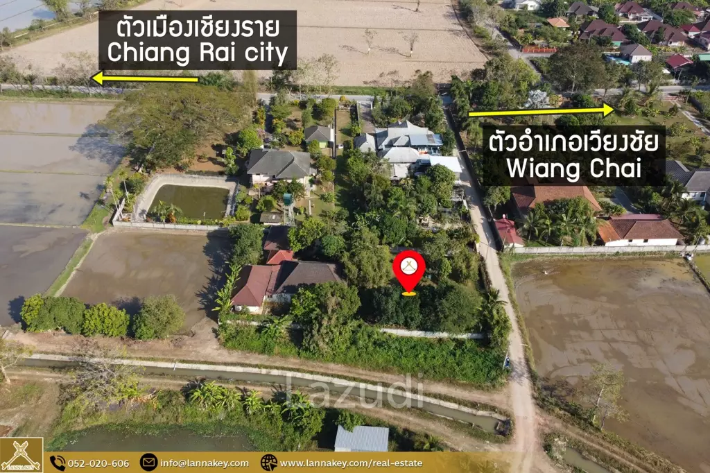 ขายบ้านเดี่ยวชั้นเดียว 3 ห้องนอน วิวทุ่งนาในเวียงชัย