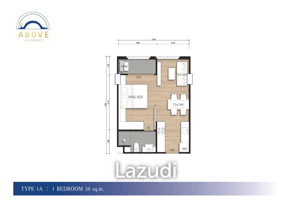 1 Bed 1 Bath 38 SQ.M. Above Element Condominium