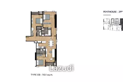 3 Beds 3 Baths 112 SQ.M. The Crown Residences
