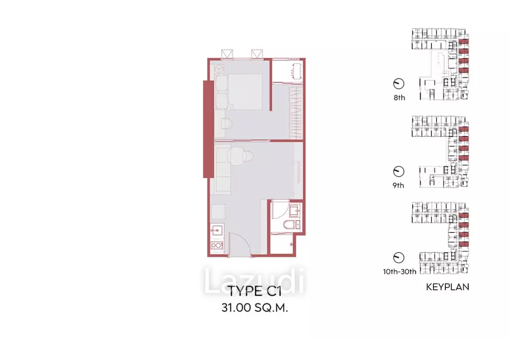 31 sqm 1 Bedroom Condo on 16th Floor at Aspire Sukhumvit-Rama 4 Phra Khanong Bangkok