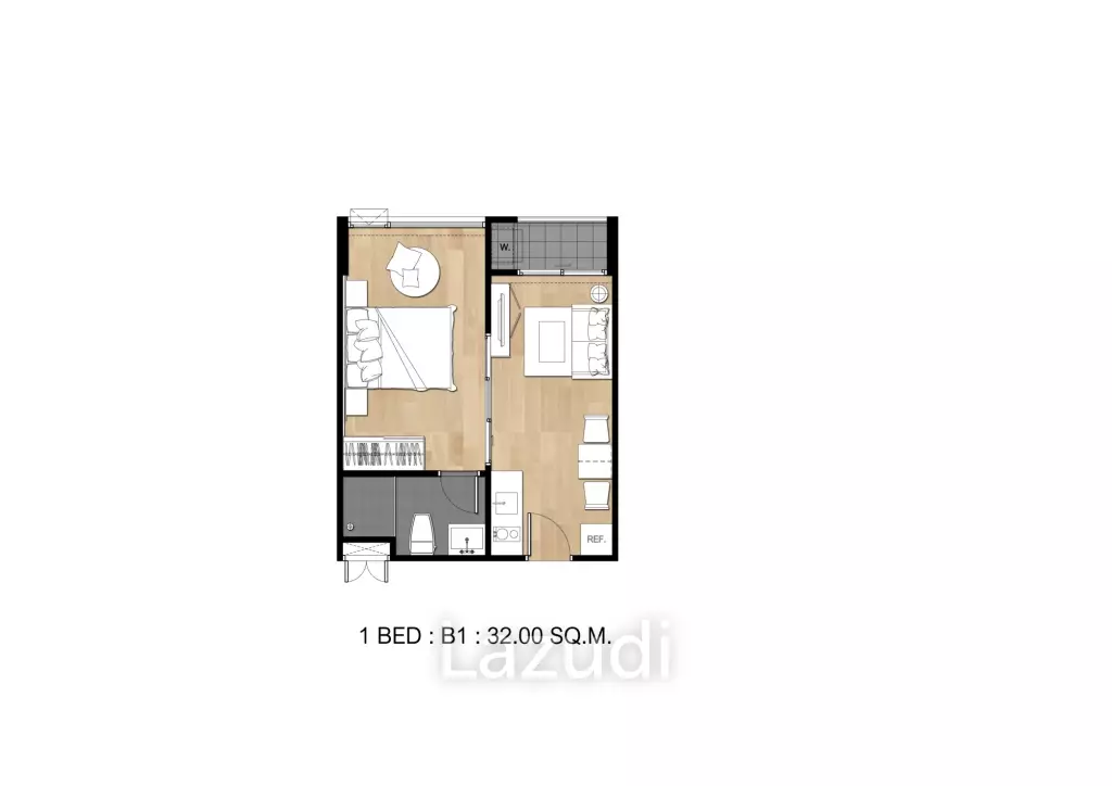 1 Bed 1 Bath 31.77 SQ.M. Flexi Sathon Chareon Nakorn