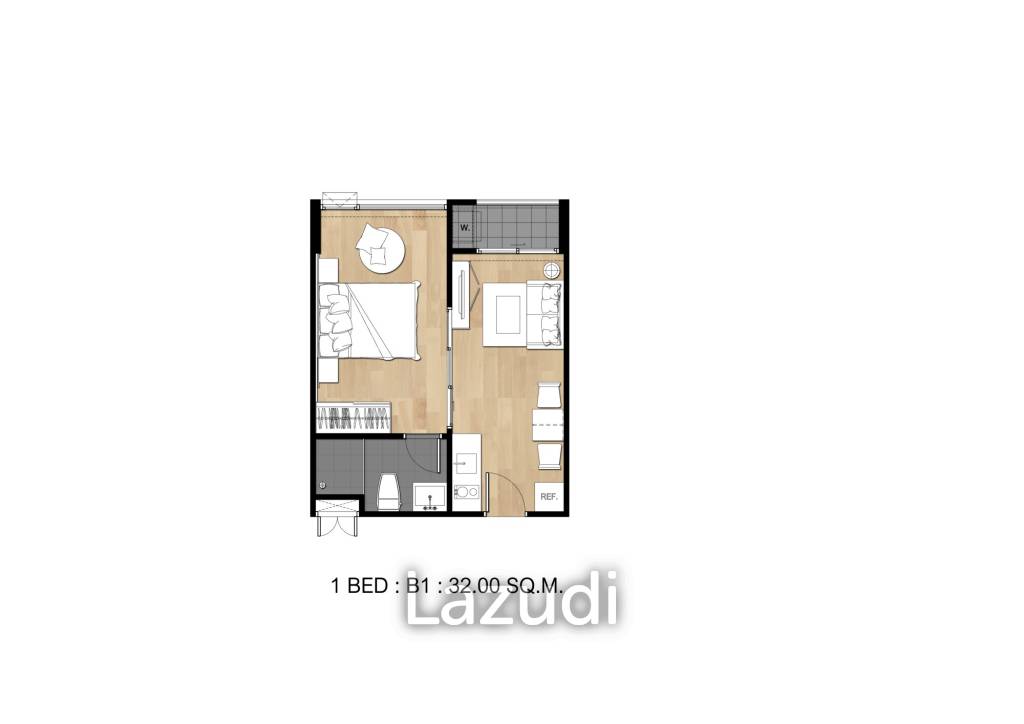 1 Bed 1 Bath 31.77 SQ.M. Flexi Sathon Chareon Nakorn