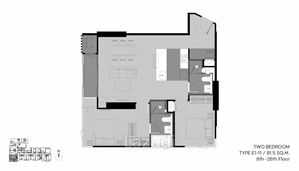 2 Bed 2 Bath 86.29 SQ.M. Rhythm Ekkamai Estate