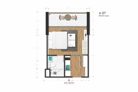 1 Bed Deluxe 1 Bath 31.77 SQ.M. The Proud Rawai Condominium