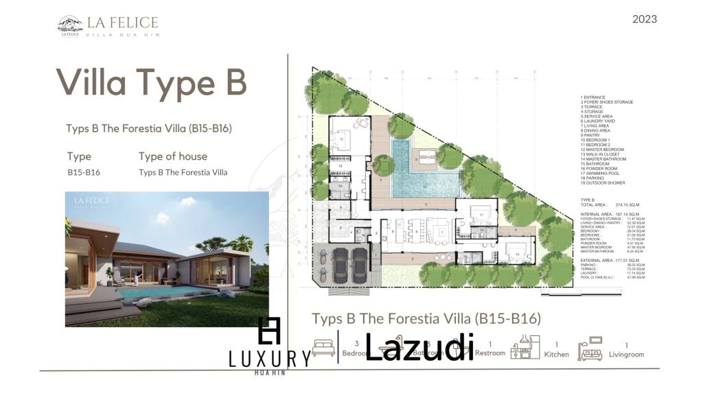 540 ตร.ม 3 เตียง 3 อาบน้ำ วิลล่า For ขาย