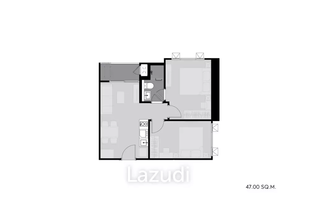 2 ห้องนอน 47ตร.ม ไลฟ์ พระราม4 - อโศก