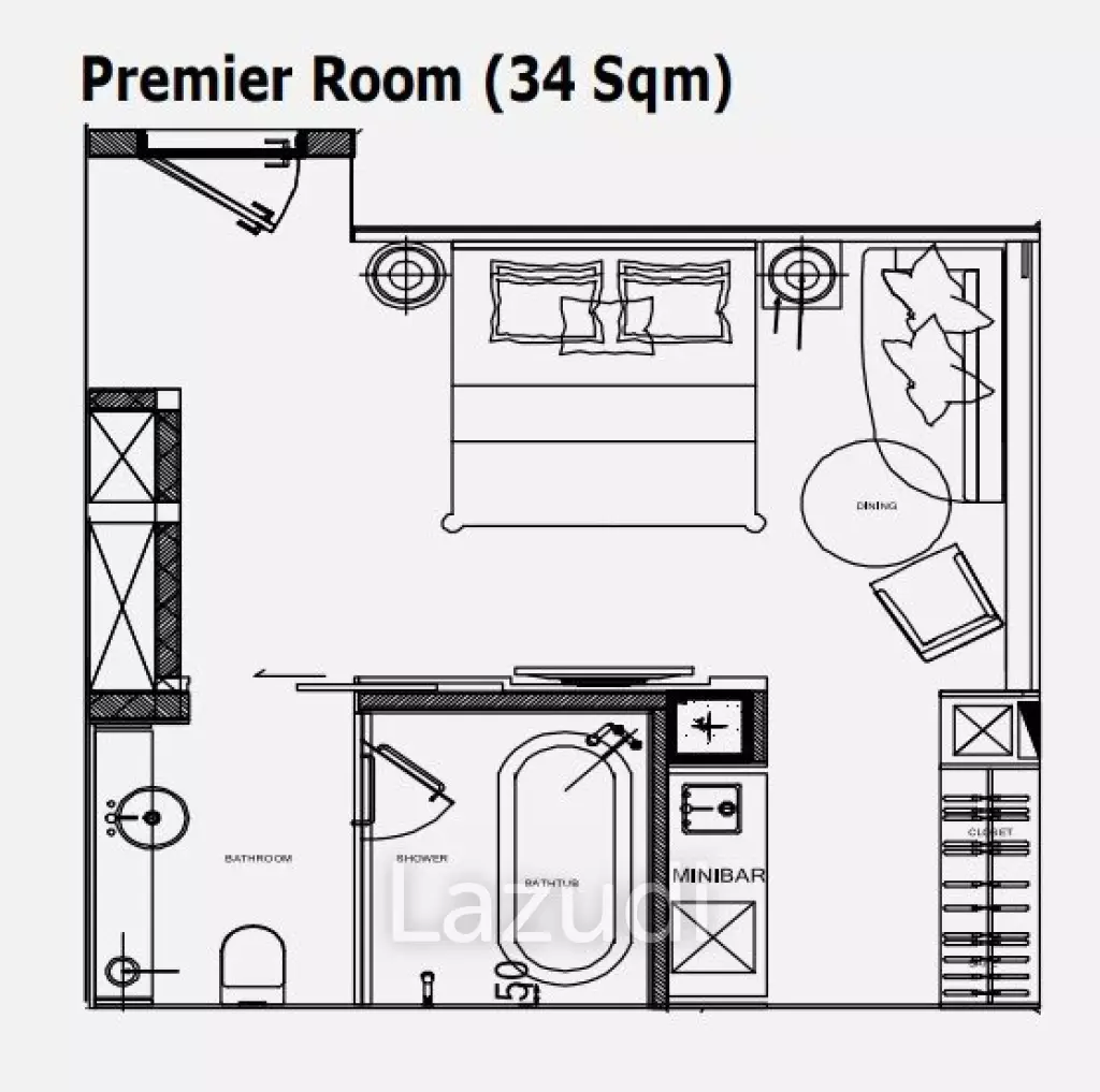 1 Bed 1 Bath 34 SQ.M. Homm Sukhumvit 34