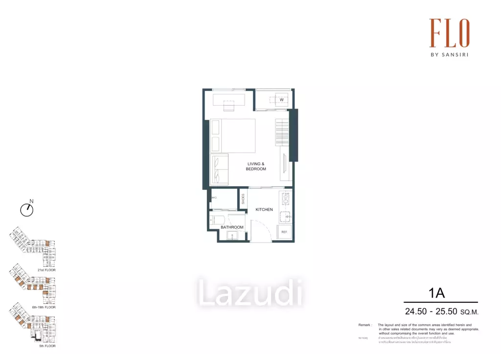 1 Bed 1 Bath 24.81 SQ.M. For Sale at FLO By Sansiri