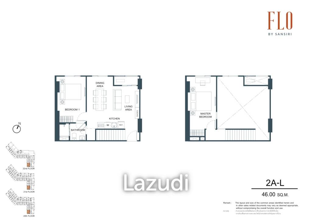 2 Bed 1 Bath 65.63 SQ.M. FLO By Sansiri