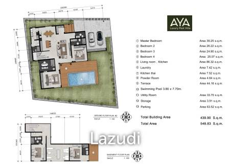 4 Bed 5 Bath 439 SQ.M. Aya Luxury Pool Villa