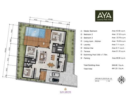 3 Bed 4 Bath 346 SQ.M. Aya Luxury Pool Villa