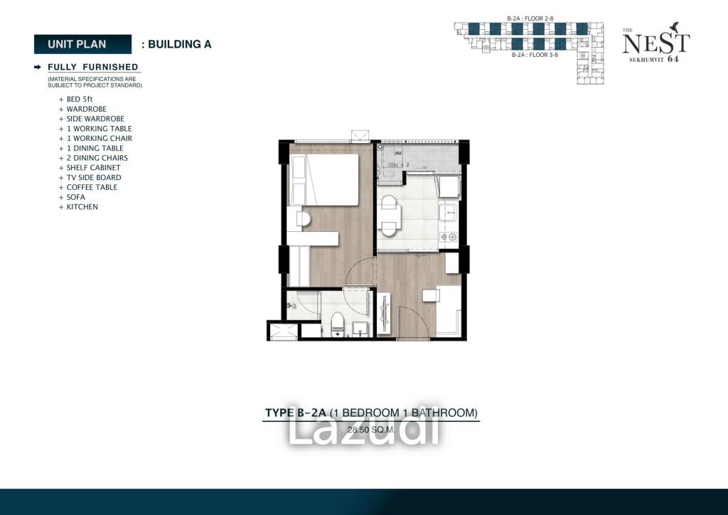 1 Bed 1 Bath 28.97 SQ.M. The Nest Sukhumvit 64