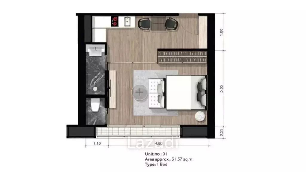 1 Bed 1 Bath 31 SQ.M Park Origin Phromphong
