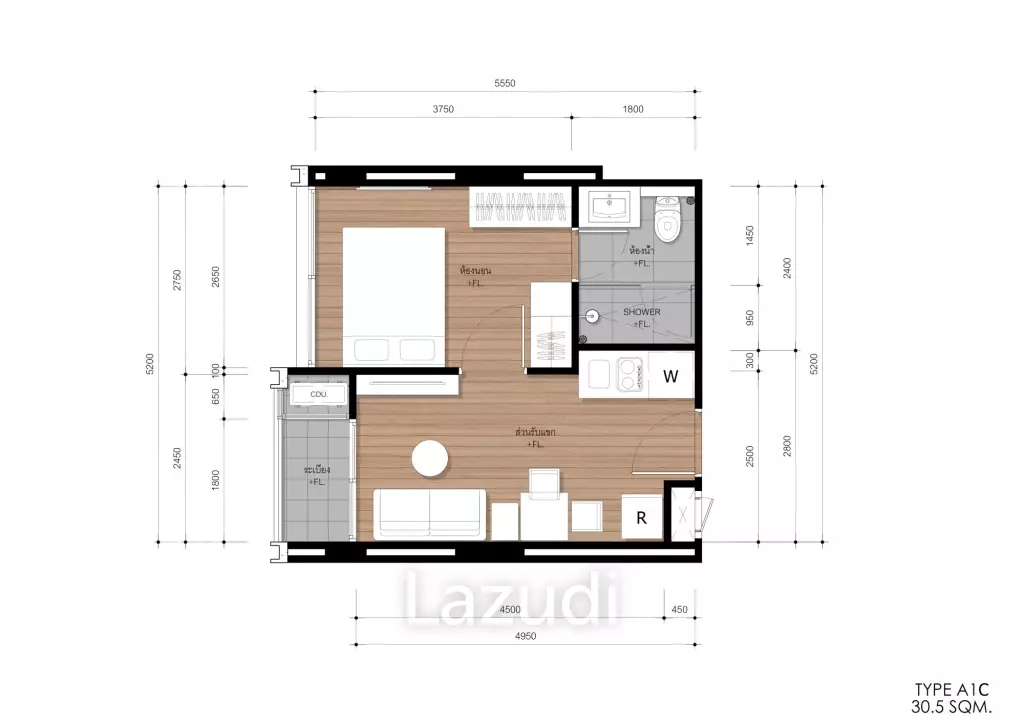 1 Bed 1 Bath 31.02 SQ.M. Dolce Lasalle