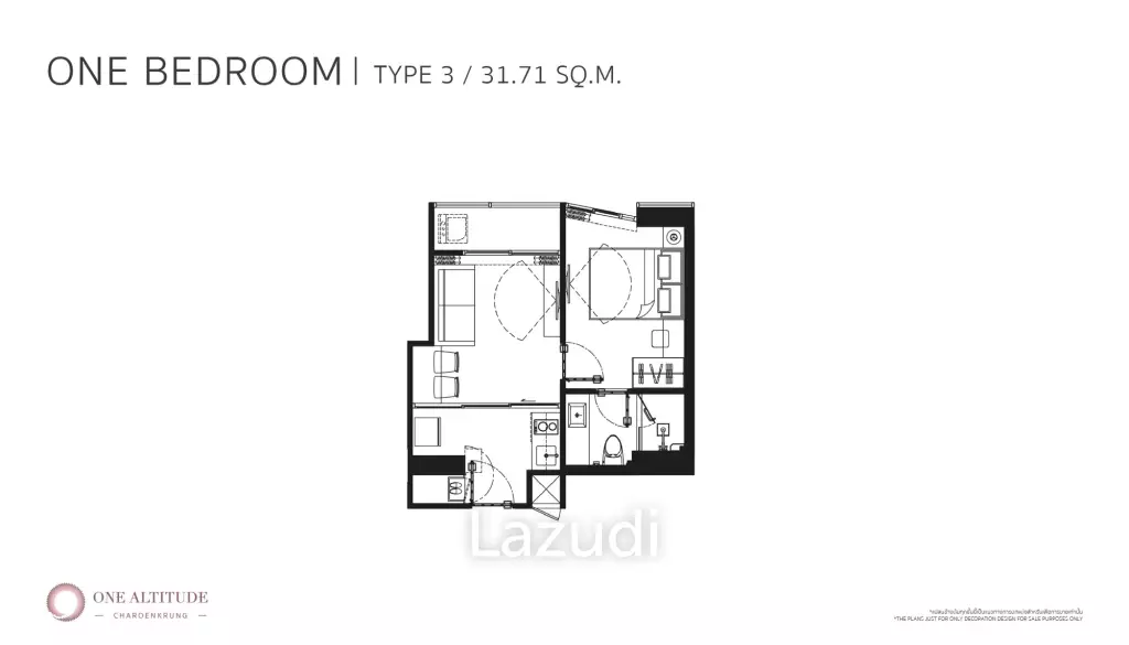 1 Bed 1 Bath 31.71 SQ.M One Altitude Charoenkrung