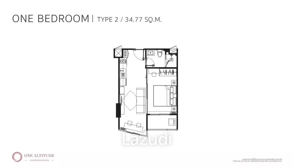 1 Bed 1 Bath 34.77 SQ.M One Altitude Charoenkrung