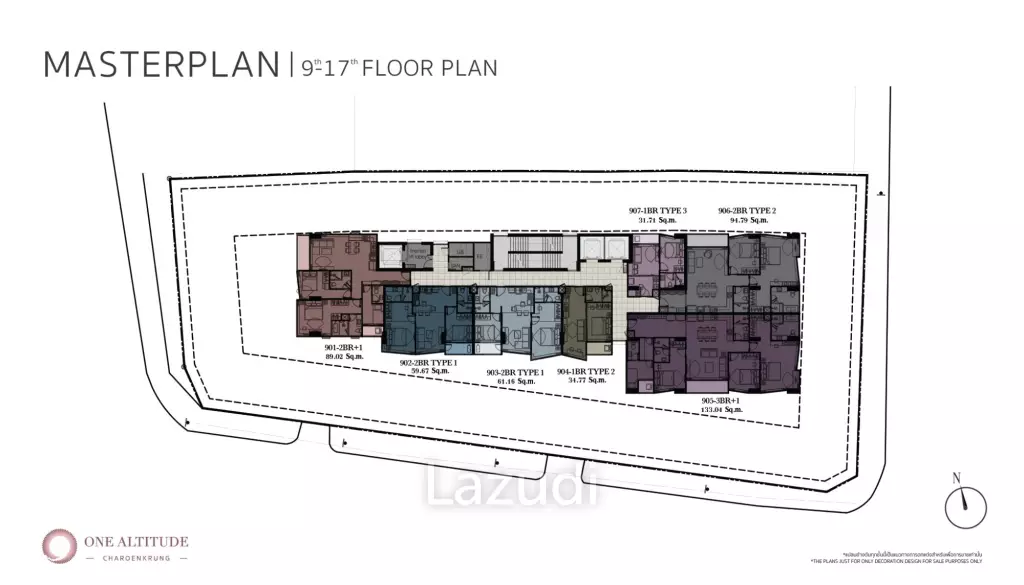 1 Bed 1 Bath 34.77 SQ.M One Altitude Charoenkrung