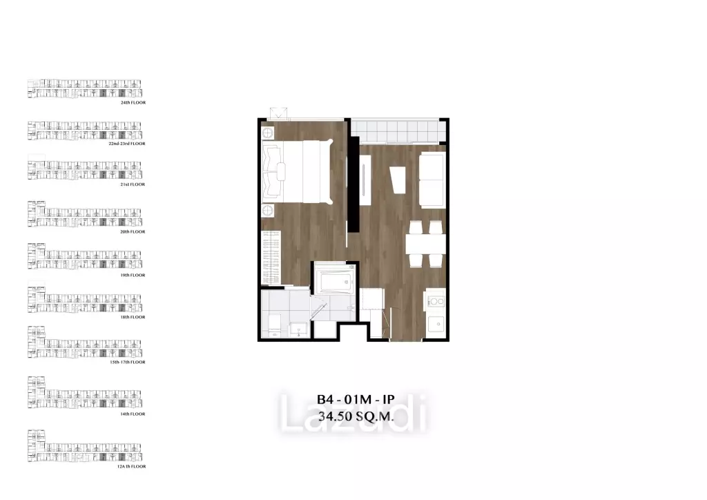 1 Bed 1 Bath 34.50 SQ.M. Origin Place Bangna