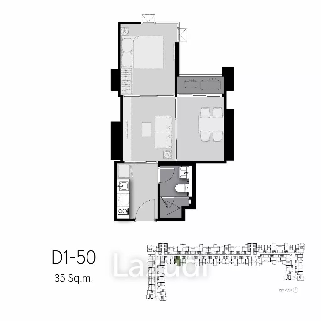 1 Bed Plus 1 Bath 35.8 SQ.M. Life Sathorn Sierra