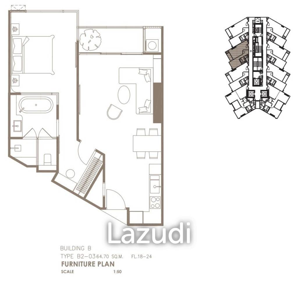 1 Bed 1 Bath 64.7 SQ.M. Origin Thonglor World