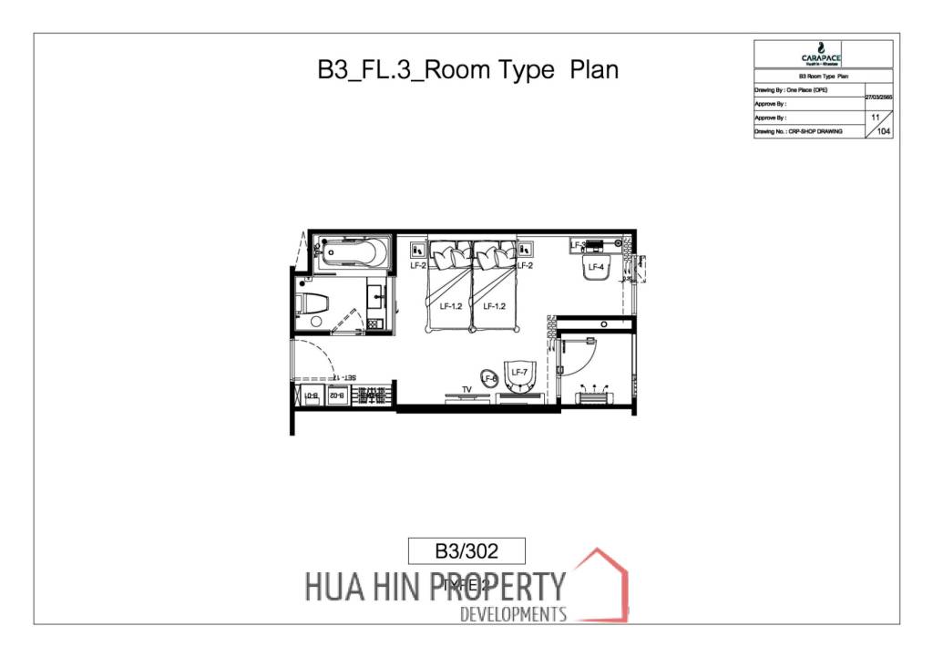 1 Bed 1 Bath 30.42 SQ.M. CARAPACE Huahin-Khaotao